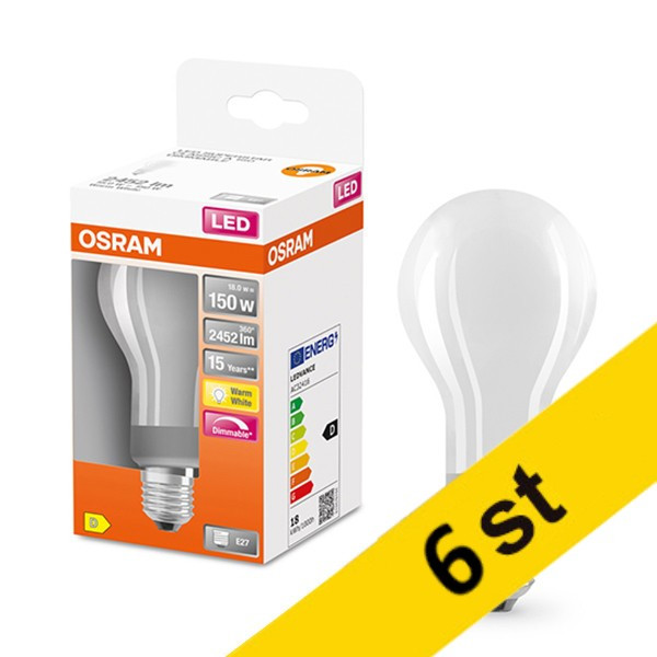 Osram LED lampa E27 | A70 matt | 2700K | 18W (150W) dimbar 6st [Osram]  LOS00057 - 1