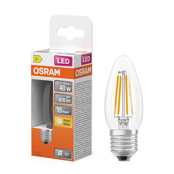 LED lampa E27 | B35 klar | 2700K | 3,4W (40W) [Osram] LOS02142 - 1