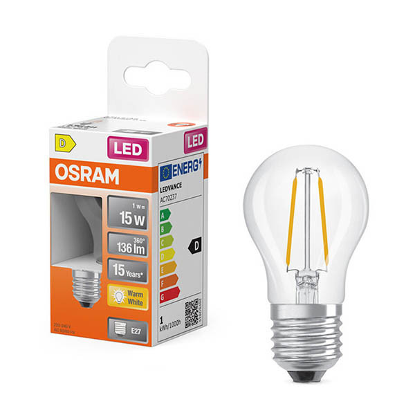LED lampa E27 | G45 klar | 2700K | 1W (15W) [Osram] LOS01885 - 1