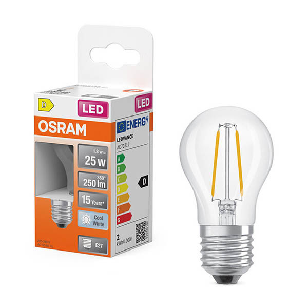LED lampa E27 | G45 klar | 4000K | 1,8W (25W) [Osram] LOS02162 - 1