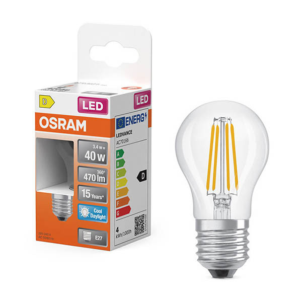 LED lampa E27 | G45 klar | 6500K | 3,4W (40W) [Osram] LOS02172 - 1
