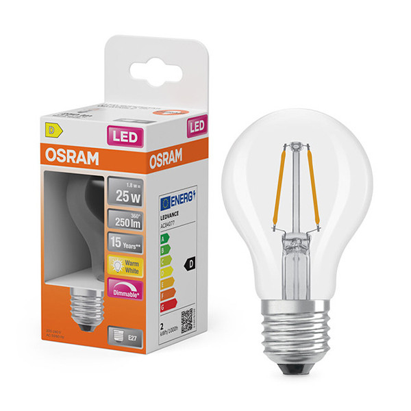 LED lampa E27 dimbar | A60 klar | 2700K | 1,8W (25W) [Osram] LOS01805 - 1
