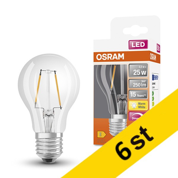 LED lampa E27 dimbar | A60 klar | 2700K | 2,2W (25W) [Osram] 6st LOS00025 - 1