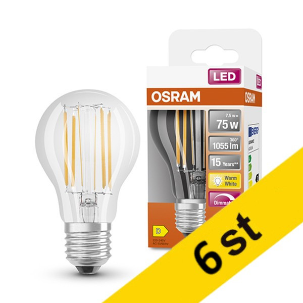 LED lampa E27 dimbar | A60 klar | 2700K | 7,5W (75W) [Osram] 6st LOS00031 - 1