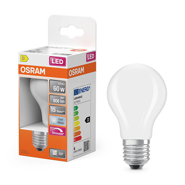 LED lampa E27 dimbar | A60 matt | 4000K | 5,9W (60W) [Osram] LOS01817 - 1