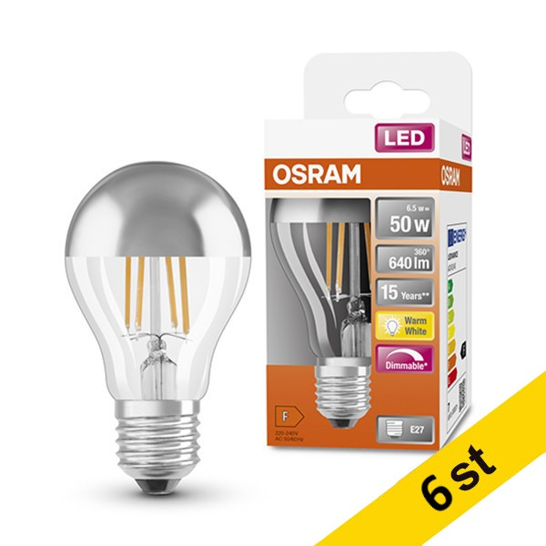 LED lampa E27 dimbar | A60 top coated silver | 2700K | 6.5W (50W) [Osram] 6st LOS00059 - 1