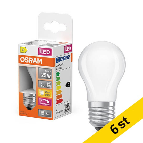 LED lampa E27 dimbar | G45 matt | 2700K | 1,8W (25W) [Osram] 6st LOS01876 - 1