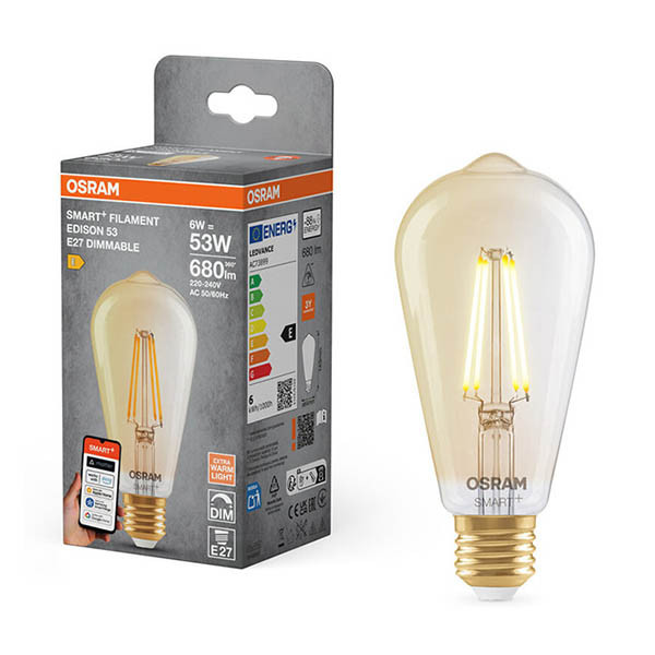 Smart lampa E27 | ST64 | guld | 2400K | 6W [Osram] LOS02004 - 1