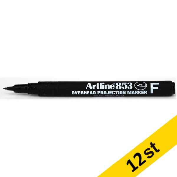 Overheadpenna permanent 0.5mm | Artline 853 | svart | 12st  360773 - 1