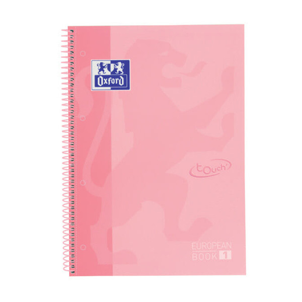 Spiralblock A4+ linjerat | 80 ark | Oxford Touch pastellrosa 260292 - 1