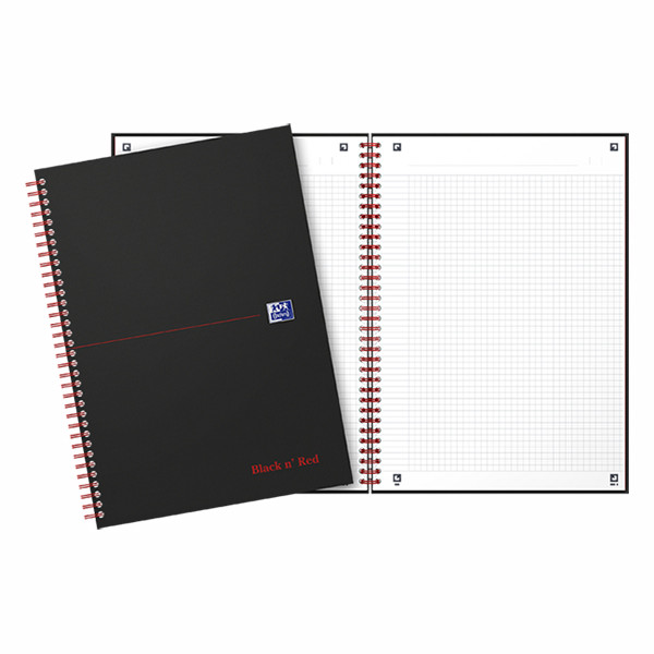 Spiralblock A4 rutat | 70 ark | Oxford Black n' Red 260011 - 4