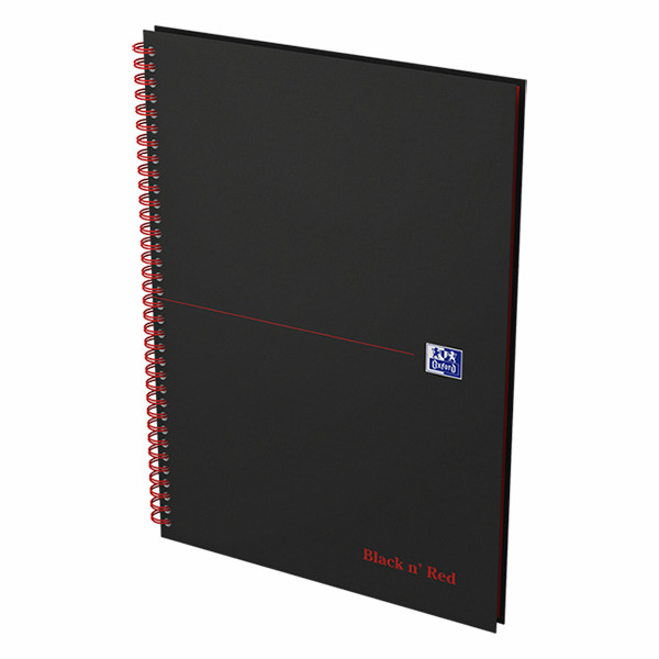 Spiralblock A4 rutat | 70 ark | Oxford Black n' Red 260011 - 2