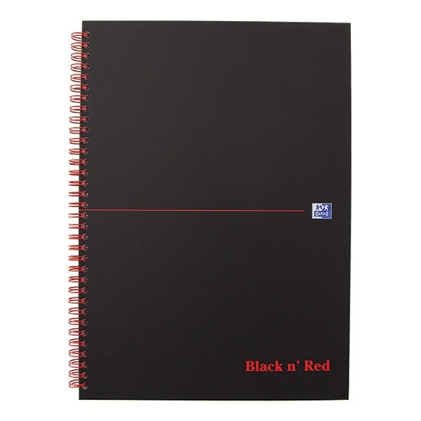 Spiralblock A5 linjerat | 70 ark | Oxford Black n' Red 260012 - 1