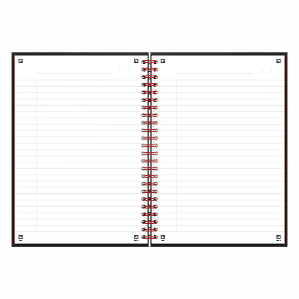 Spiralblock A5 linjerat | 70 ark | Oxford Black n' Red 260012 - 3