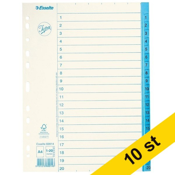 Pärmregister A4 | 1-20 | Esselte Jopa 10st  360556 - 1