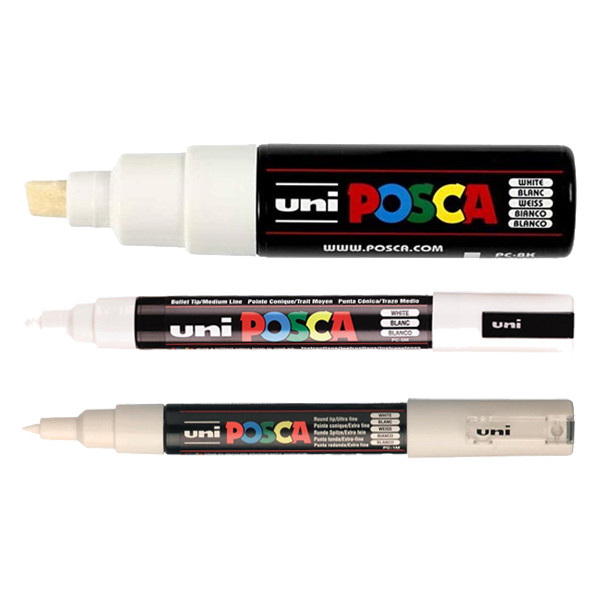 POSCA PC-1MC/5M/8K Märkpenna sorterade storlekar vit  | 3st  424249 - 1