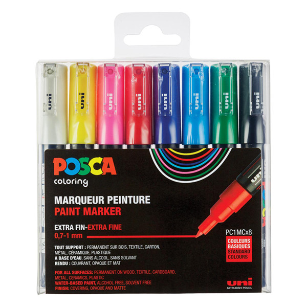 POSCA PC-1MC Märkpenna 0,7-1mm sorterade färger konisk | 8st PC1MC/8AASS18 424067 - 1