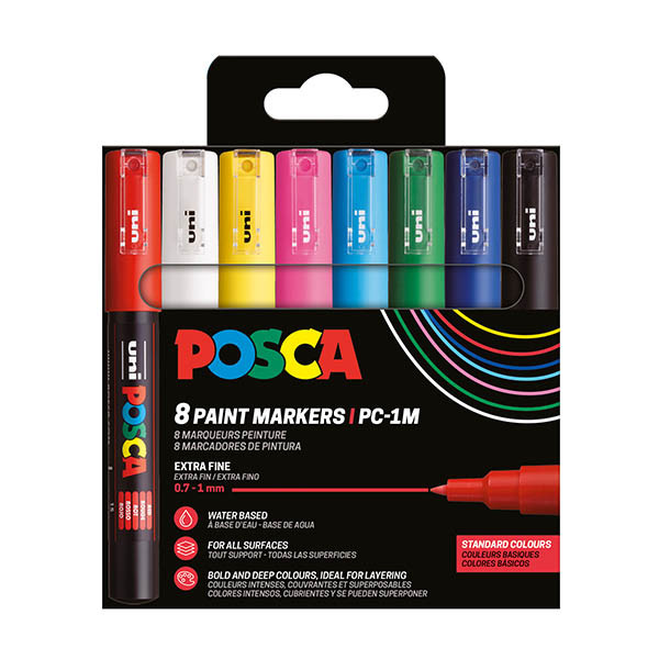 POSCA PC-1MC Märkpenna 0,7-1mm sorterade färger konisk | 8st PC1MC/8AASS18 424067 - 1