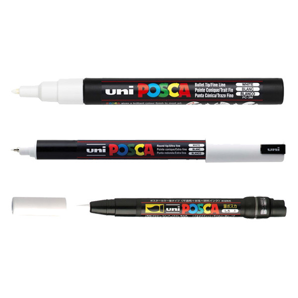 POSCA PC-1MR/PC-3M/PCF-350 Märkpenna sorterade storlekar vit | 3st  424251 - 1