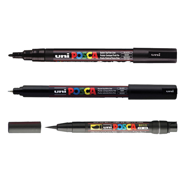 POSCA PC-1MR/PC-3M/PCF-350 Märkpennor sorterade storlekar svart | 3st  424250 - 1