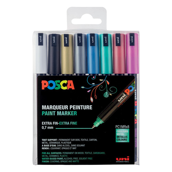 POSCA PC-1MR Märkpenna 0,7mm sorterade färger metallic rund | 8st PC1MR/8AASS19 424035 - 1