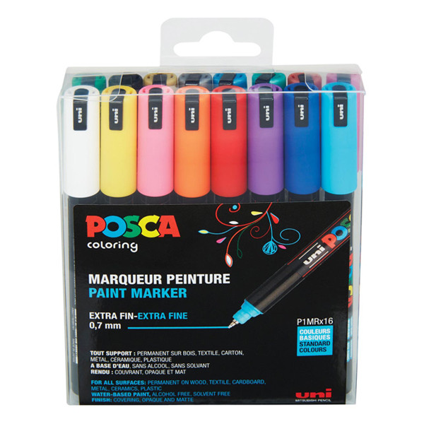 POSCA PC-1MR Märkpenna 0,7mm sorterade färger rund | 16st PC1MR/16 424036 - 1