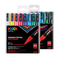 POSCA PC-3M/PC-5M Märkpenna 0,9-1,3mm/1,8-2,5mm sorterade färger rund | 16st 424479