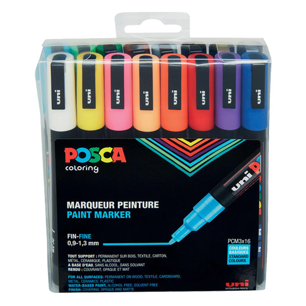 POSCA PC-3M Märkpenna 0,9-1,3mm sorterade färger rund | 16st PC3M/16AASS21 424111 - 1