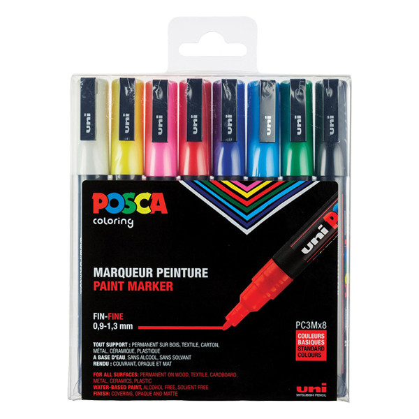 POSCA PC-3M Märkpenna 0,9-1,3mm sorterade färger rund | 8st PC3M/8 424109 - 1