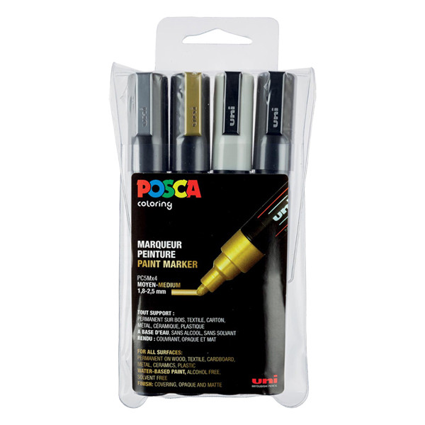 POSCA PC-5M Märkpenna 1,8-2,5mm sorterade färger metallic rund | 4st PC5M/4AASS09 424166 - 1
