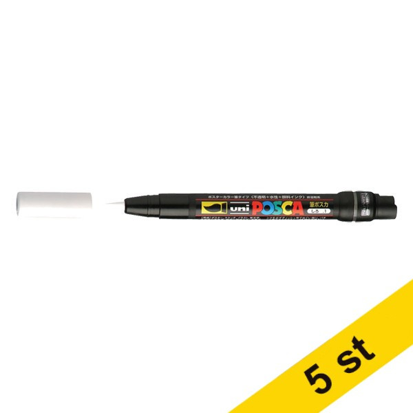 POSCA PCF-350 Märkpenna 1mm vit pensel | 5st 424254 - 1