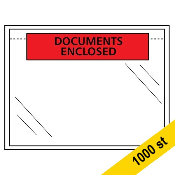 Packsedelskuvert A6 | 123ink | förtryckta "Documents enclosed" | 1.000st $$ 310102C 300772 - 1