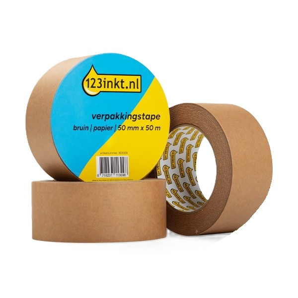 Packtejp 50mm x 50m | 123ink | brunt papper | 3st 302009 - 1