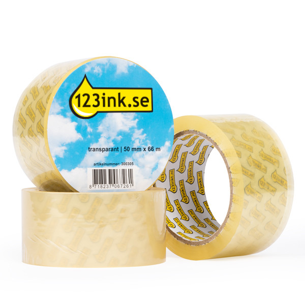 Packtejp 50mm x 66m | 123ink | transparent | 3st 300340 - 1