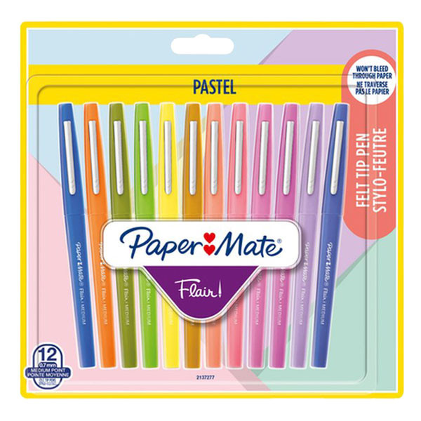 Papermate Flair Pastell Fineliner 0,7mm blandade färger | 12st 2137277 237133 - 1