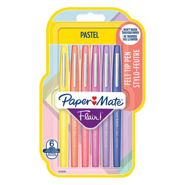Papermate Flair Pastell Fineliner 0,7mm blandade färger | 6st 2137276 237132 - 1