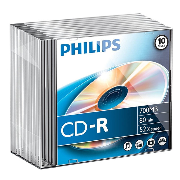 Philips CD-R | 52X | 700MB | Slimline Case | 10-pack 098000 - 1