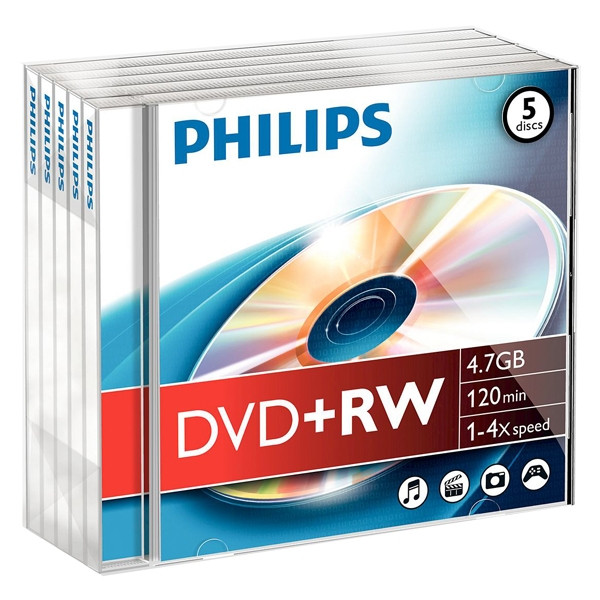 Philips DVD+RW | 4X | 4.7GB | Jewel Case | 5-pack DW4S4J05F/10 098014 - 1