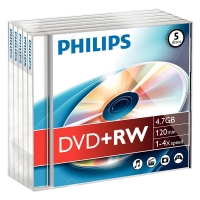 Philips DVD+RW | 4X | 4.7GB | Jewel Case | 5-pack DW4S4J05F/10 098014