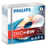Philips DVD+RW | 4X | 4.7GB | Jewel Case | 5-pack DW4S4J05F/10 098014