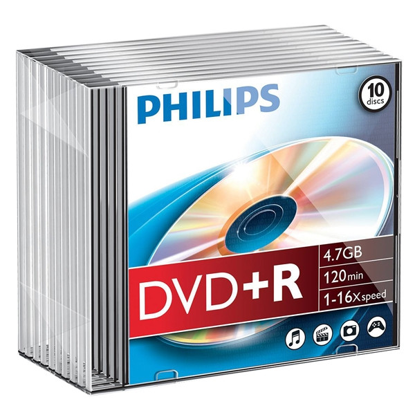 Philips DVD+R | 16X | 4.7GB | Jewel Case | 10-pack DR4S6S10F/00 098009 - 1