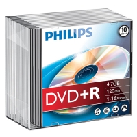 Philips DVD+R | 16X | 4.7GB | Jewel Case | 10-pack DR4S6S10F/00 098009