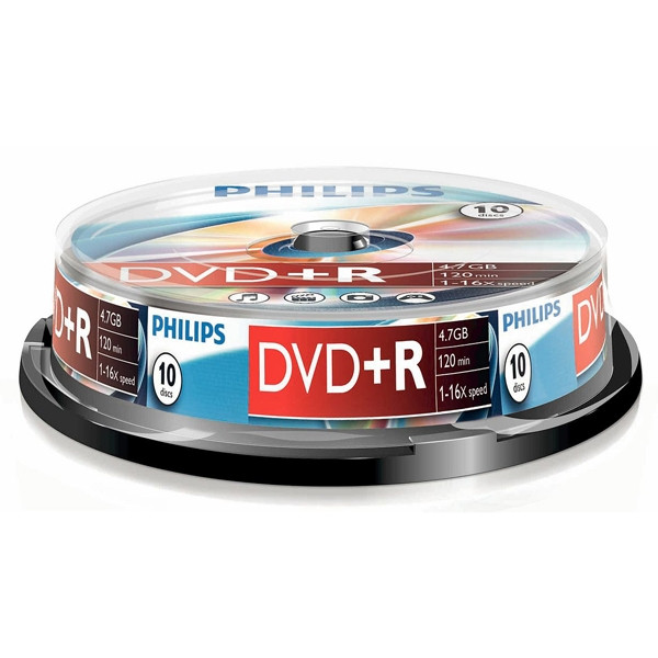 Philips DVD+R | 16X | 4.7GB | Spindle | 10-pack DR4S6B10F/00 098010 - 1
