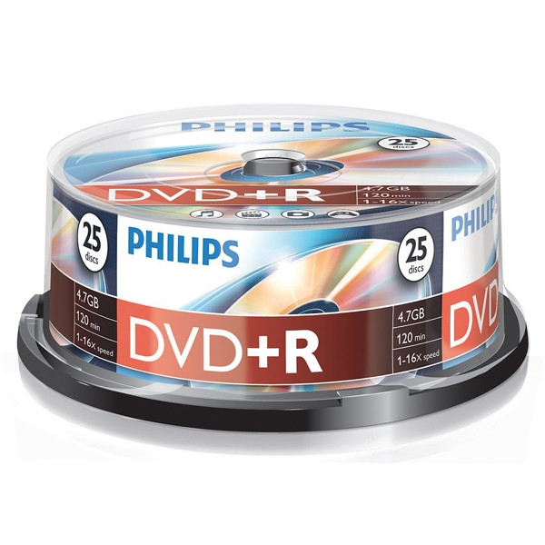 Philips DVD+R | 16X | 4.7GB | Spindle | 25-pack DR4S6B25F/00 098011 - 1