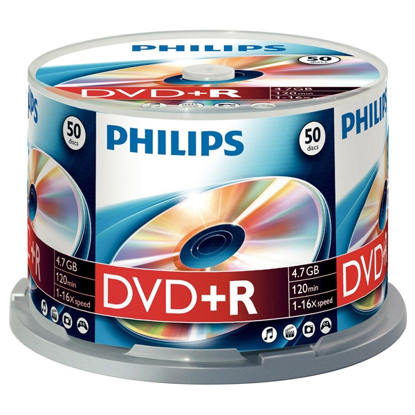 Philips DVD+R | 16X | 4.7GB | Spindle | 50-pack DR4S6B50F/00 098012 - 1