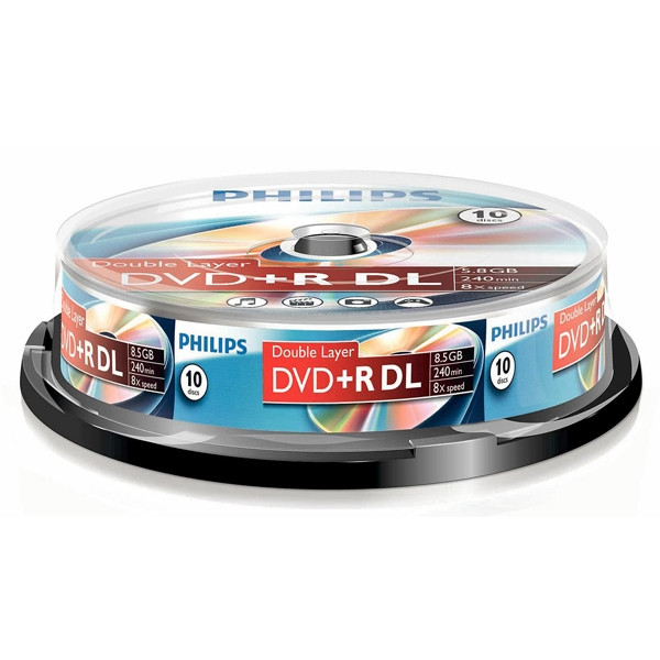 Philips DVD+R DL | 8X | 8.5GB | Spindle | 10-pack $$ DR8S8B10F/00 098007 - 1