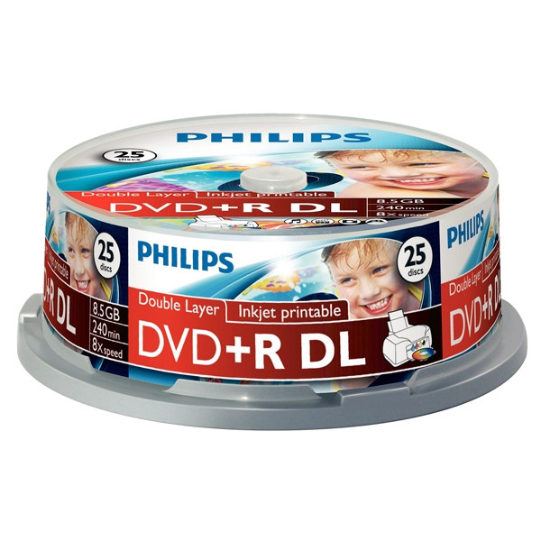 Philips DVD+R DL | 8X | 8.5GB | Spindle | 25-pack DR8I8B25F/00 098008 - 1