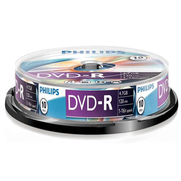 Philips DVD-R | 16X | 4.7GB | Spindle | 10-pack DM4S6B10F/00 098027 - 1