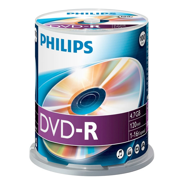 Philips DVD-R | 16X | 4.7GB | Spindle | 100-pack DM4S6B00F/00 098030 - 1
