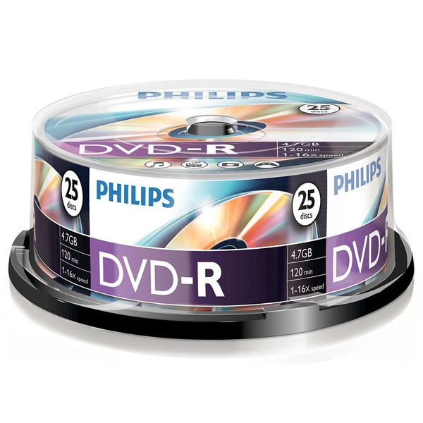 Philips DVD-R | 16X | 4.7GB | Spindle | 25-pack DM4S6B25F/00 098028 - 1